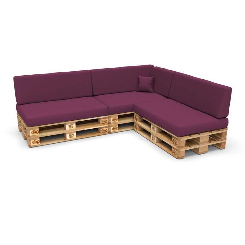 8er Set Palettenkissen - 3x Sitzkissen + 3x Rückenkissen + Seitenkissen + Dekokissen, Violett 8er Set Palettenkissen - 3x Sitzkissen + 3x Rückenkissen + Seitenkissen + Dekokissen, Violett