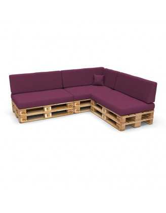 8er Set Palettenkissen - 3x Sitzkissen + 3x Rückenkissen + Seitenkissen + Dekokissen, Violett