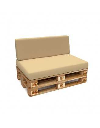 2er Set Palettenkissen - Sitzkissen 120x80 + Rückenkissen 120x40, Wasserabweisend, Beige
