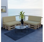 2er Set Palettenkissen - Sitzkissen 120x80 + Rückenkissen 120x40, Wasserabweisend, Beige 2er Set Palettenkissen - Sitzkissen 120x80 + Rückenkissen 120x40, Wasserabweisend, Beige
