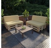 2er Set Palettenkissen - Sitzkissen 120x80 + Rückenkissen 120x40, Wasserabweisend, Beige 2er Set Palettenkissen - Sitzkissen 120x80 + Rückenkissen 120x40, Wasserabweisend, Beige