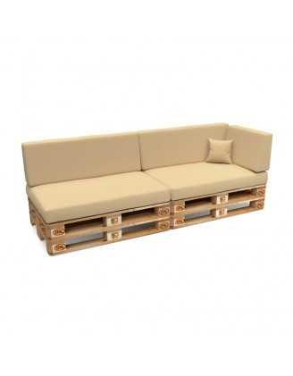 6er Set Palettenkissen - 2x Sitzkissen + 2x Rückenkissen + Seitenkissen + Dekokissen, Wasserabweisend, Beige
