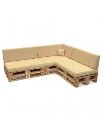 8er Set Palettenkissen - 3x Sitzkissen + 3x Rückenkissen + Seitenkissen + Dekokissen Wasserabweisend, Beige