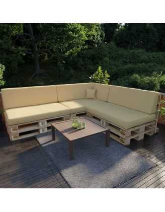 8er Set Palettenkissen - 3x Sitzkissen + 3x Rückenkissen + Seitenkissen + Dekokissen Wasserabweisend, Beige