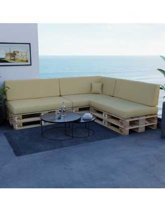 8er Set Palettenkissen - 3x Sitzkissen + 3x Rückenkissen + Seitenkissen + Dekokissen Wasserabweisend, Beige