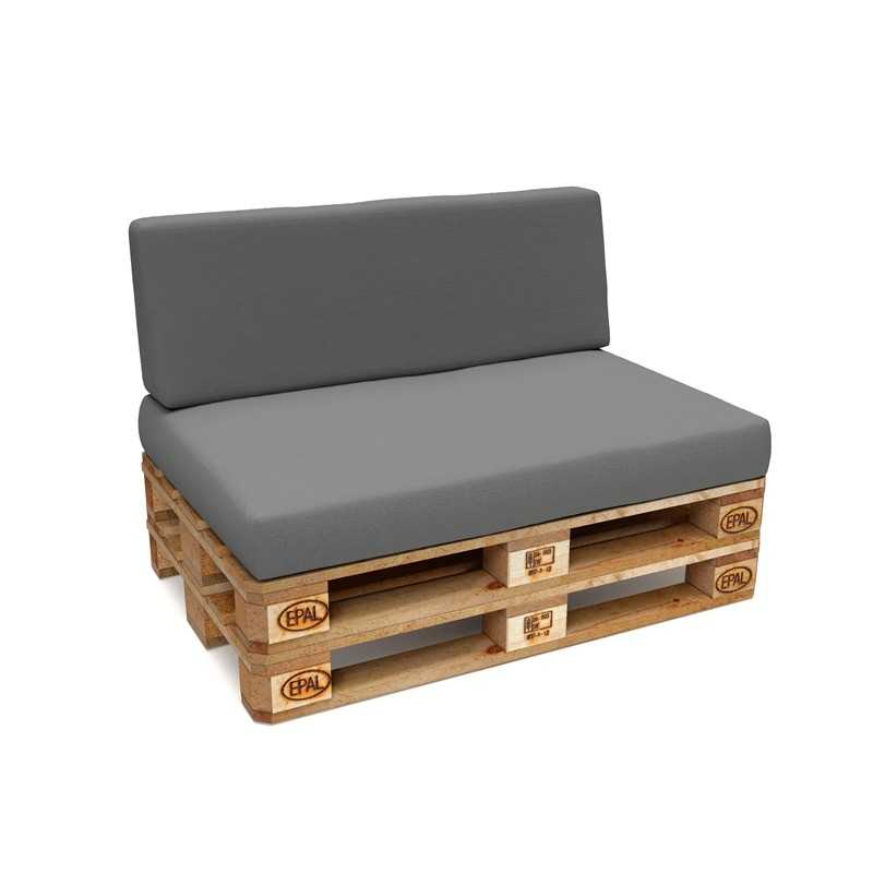 2er Set Palettenkissen - Sitzkissen 120x80 + Rückenkissen 120x40, Wasserabweisend, Grau