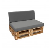 2er Set Palettenkissen - Sitzkissen 120x80 + Rückenkissen 120x40, Wasserabweisend, Grau