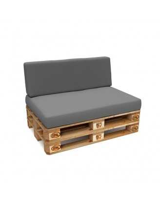 2er Set Palettenkissen - Sitzkissen 120x80 + Rückenkissen 120x40, Wasserabweisend, Grau
