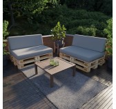 2er Set Palettenkissen - Sitzkissen 120x80 + Rückenkissen 120x40, Wasserabweisend, Grau