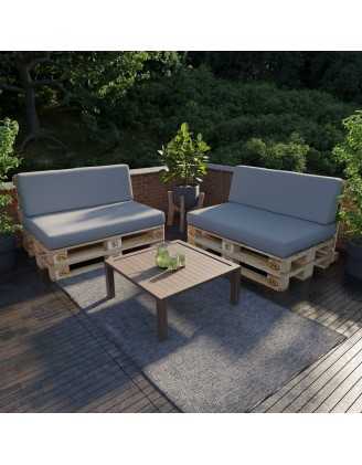 2er Set Palettenkissen - Sitzkissen 120x80 + Rückenkissen 120x40, Wasserabweisend, Grau