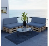 2er Set Palettenkissen - Sitzkissen 120x80 + Rückenkissen 120x40, Wasserabweisend, Grau