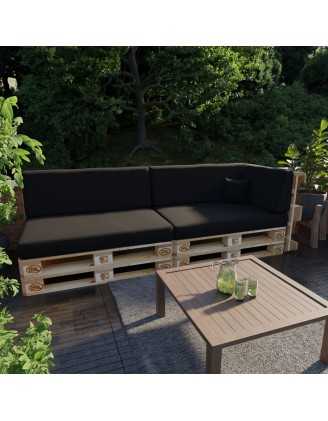 Palettenkissen Rückenkissen für Europaletten 120x40x20/10, Wasserabweisend, Schwarz