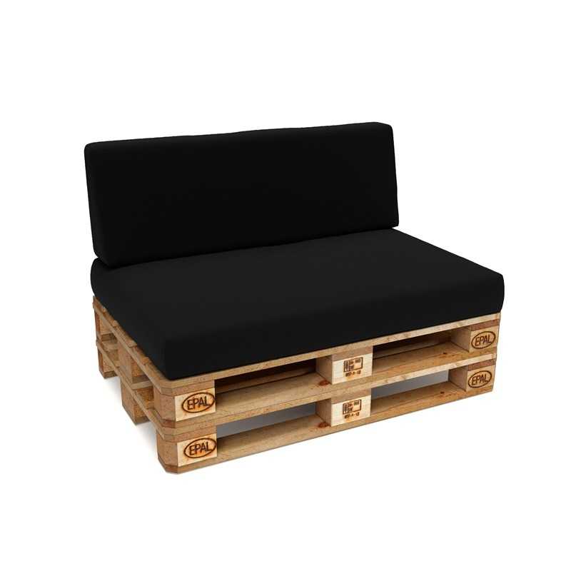 2er Set Palettenkissen - Sitzkissen 120x80 + Rückenkissen 120x40, Wasserabweisend, Schwarz 2er Set Palettenkissen - Sitzkissen 120x80 + Rückenkissen 120x40, Wasserabweisend, Schwarz
