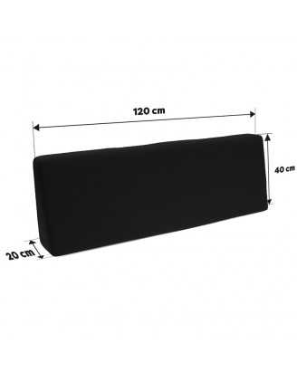 2er Set Palettenkissen - Sitzkissen 120x80 + Rückenkissen 120x40, Wasserabweisend, Schwarz