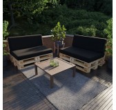 2er Set Palettenkissen - Sitzkissen 120x80 + Rückenkissen 120x40, Wasserabweisend, Schwarz 2er Set Palettenkissen - Sitzkissen 120x80 + Rückenkissen 120x40, Wasserabweisend, Schwarz