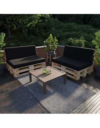 2er Set Palettenkissen - Sitzkissen 120x80 + Rückenkissen 120x40, Wasserabweisend, Schwarz