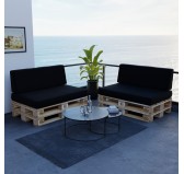 2er Set Palettenkissen - Sitzkissen 120x80 + Rückenkissen 120x40, Wasserabweisend, Schwarz 2er Set Palettenkissen - Sitzkissen 120x80 + Rückenkissen 120x40, Wasserabweisend, Schwarz