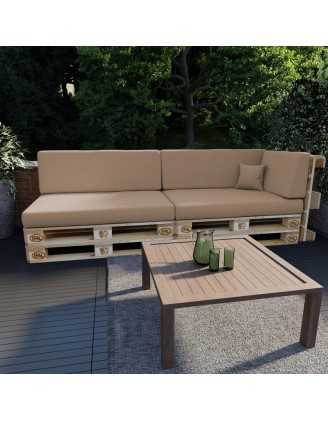 6er Set Palettenkissen - 2x Sitzkissen + 2x Rückenkissen + Seitenkissen + Dekokissen, Beige