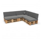 8er Set Palettenkissen - 3x Sitzkissen + 3x Rückenkissen + Seitenkissen + Dekokissen Grau