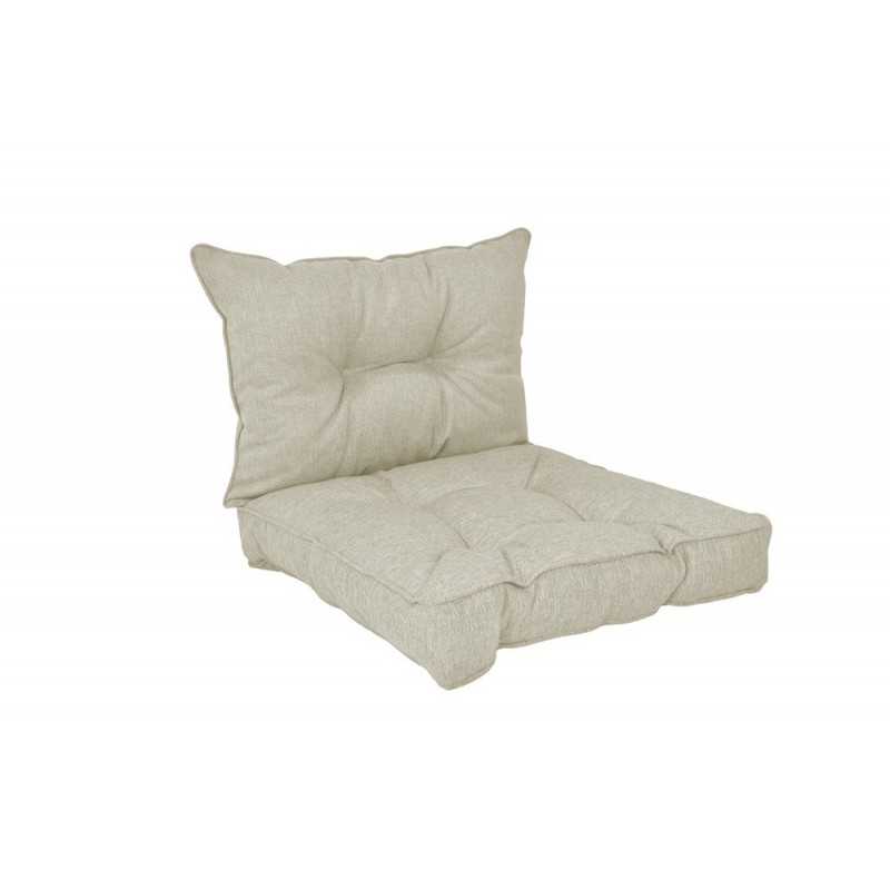 2er Set Loungekissen Stuhlkissen Sitzkissen + Rückenkissen für Stuhl, Beige 40x40 + 50x40