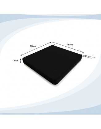 Bankauflage, Bankkissen, Sitzkissen für Bank, Sitzbank, Sitzpolster, Bankpolster, Stuhlkissen, 70 x 70 x 5 cm, Schwarz
