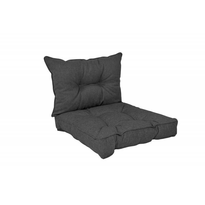 2er Set Loungekissen Stuhlkissen Sitzkissen + Rückenkissen für Stuhl, Anthrazit 40x40 + 50x40