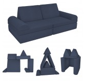 Modulare Kindersofa aus weichem Cord, Set mit 6 Elementen, Farbe Nächtlicher Himmel