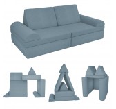 Modulare Kindersofa aus weichem Cord, Set mit 6 Elementen, Farbe Blaue Lagune
