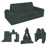 Modulare Kindersofa aus weichem Cord, Set mit 6 Elementen, Farbe Waldgrün
