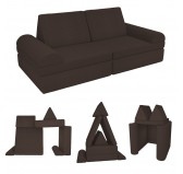 Modulare Kindersofa aus weichem Cord, Set mit 6 Elementen, Farbe Schokoladenbraun