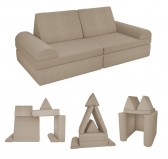 Modulare Kindersofa aus weichem Cord, Set mit 6 Elementen, Farbe Warmer Karamell