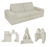 Modulare Kindersofa aus weichem Cord, Set mit 6 Elementen, Farbe Vanille Wölkchen