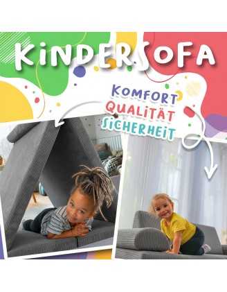 Klappmatratze 160×80×8 cm für modulare Kindersofa aus weichem Cord, Farbe Nächtlicher Kiesel