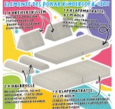 Halbrollen-Kissen 80×22×12 cm für modulare Kindersofa aus weichem Cord, Farbe Vanille Wölkchen