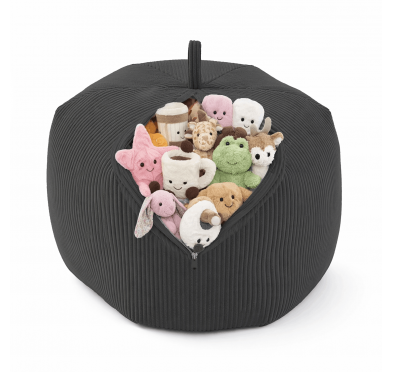 Sitzsack Kinder Bezug | Verwandelt sich in einen bequemen Sitzpouf | Cordstoff | 85x85x50 cm | Nächtlicher Kiesel
