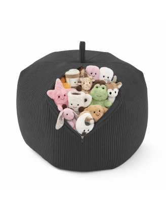 Sitzsack Kinder Bezug | Verwandelt sich in einen bequemen Sitzpouf | Cordstoff | 85x85x50 cm | Nächtlicher Kiesel