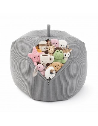 Sitzsack Kinder Bezug | Verwandelt sich in einen bequemen Sitzpouf | Cordstoff | 85x85x50 cm | Kaninchen Grau