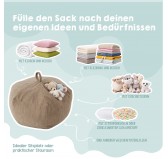 Sitzsack Kinder Bezug | Verwandelt sich in einen bequemen Sitzpouf | Cordstoff | 85x85x50 cm | Kaninchen Grau