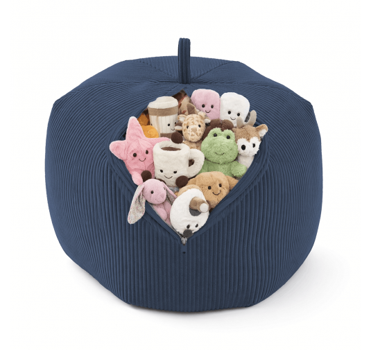 Sitzsack Kinder Bezug | Verwandelt sich in einen bequemen Sitzpouf | Cordstoff | 85x85x50 cm | Nächtlicher Himmel