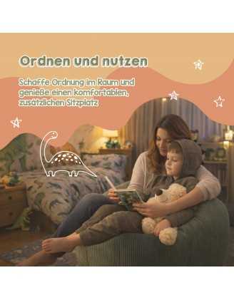 Sitzsack Kinder Bezug | Verwandelt sich in einen bequemen Sitzpouf | Cordstoff | 85x85x50 cm | Nächtlicher Himmel