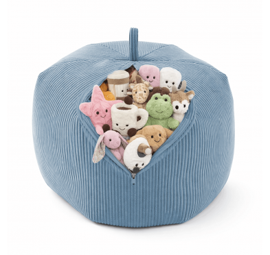 Sitzsack Kinder Bezug | Verwandelt sich in einen bequemen Sitzpouf | Cordstoff | 85x85x50 cm | Blaue Lagune
