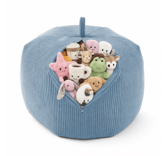 Sitzsack Kinder Bezug | Verwandelt sich in einen bequemen Sitzpouf | Cordstoff | 85x85x50 cm | Blaue Lagune