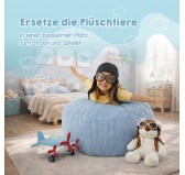 Sitzsack Kinder Bezug | Verwandelt sich in einen bequemen Sitzpouf | Cordstoff | 85x85x50 cm | Blaue Lagune