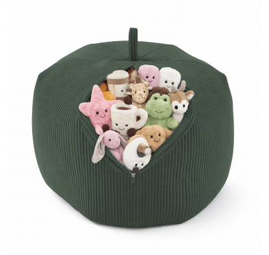 Sitzsack Kinder Bezug | Verwandelt sich in einen bequemen Sitzpouf | Cordstoff | 85x85x50 cm | Waldgrün