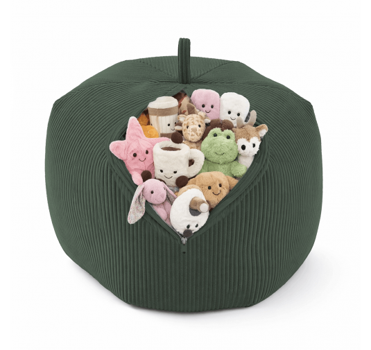 Sitzsack Kinder Bezug | Verwandelt sich in einen bequemen Sitzpouf | Cordstoff | 85x85x50 cm | Waldgrün