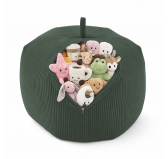 Sitzsack Kinder Bezug | Verwandelt sich in einen bequemen Sitzpouf | Cordstoff | 85x85x50 cm | Waldgrün
