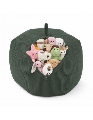 Sitzsack Kinder Bezug | Verwandelt sich in einen bequemen Sitzpouf | Cordstoff | 85x85x50 cm | Waldgrün