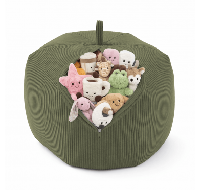 Sitzsack Kinder Bezug | Verwandelt sich in einen bequemen Sitzpouf | Cordstoff | 85x85x50 cm | Frühlings Erbse