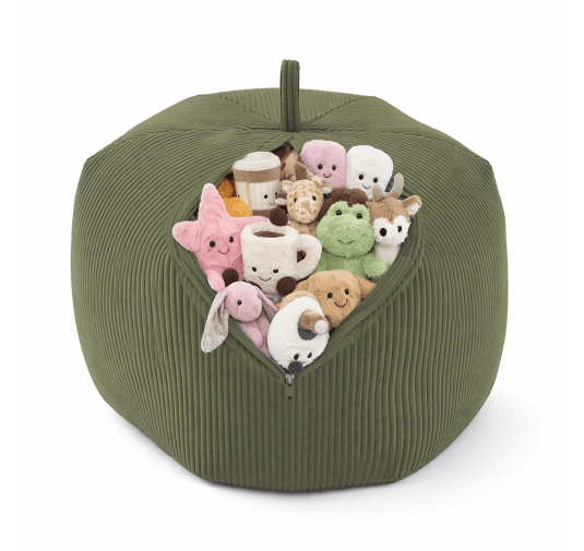 Sitzsack Kinder Bezug | Verwandelt sich in einen bequemen Sitzpouf | Cordstoff | 85x85x50 cm | Frühlings Erbse