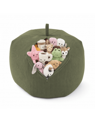 Sitzsack Kinder Bezug | Verwandelt sich in einen bequemen Sitzpouf | Cordstoff | 85x85x50 cm | Frühlings Erbse